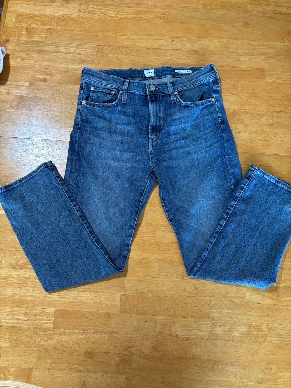 Edwin Womans Blue Straight Elin Crop Jeans
